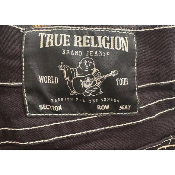 True Religion Black Skinny Jeans Womens Size 28 White Contrast Stitching & Disti - Picture 5 of 7